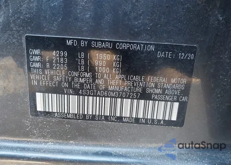 2021 Subaru Impreza Premium 5-Door z USA, uszkodzony, nr VIN 4S3GTAD60M3707257